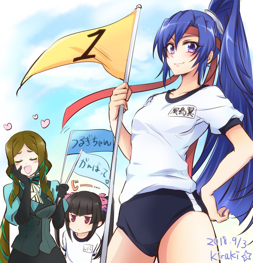 tsukuyomi shirabe, kazanari tsubasa, and phara suyuf (senki zesshou symphogear) drawn by kiraki