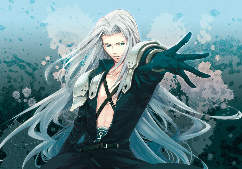 Long white haired anime boy