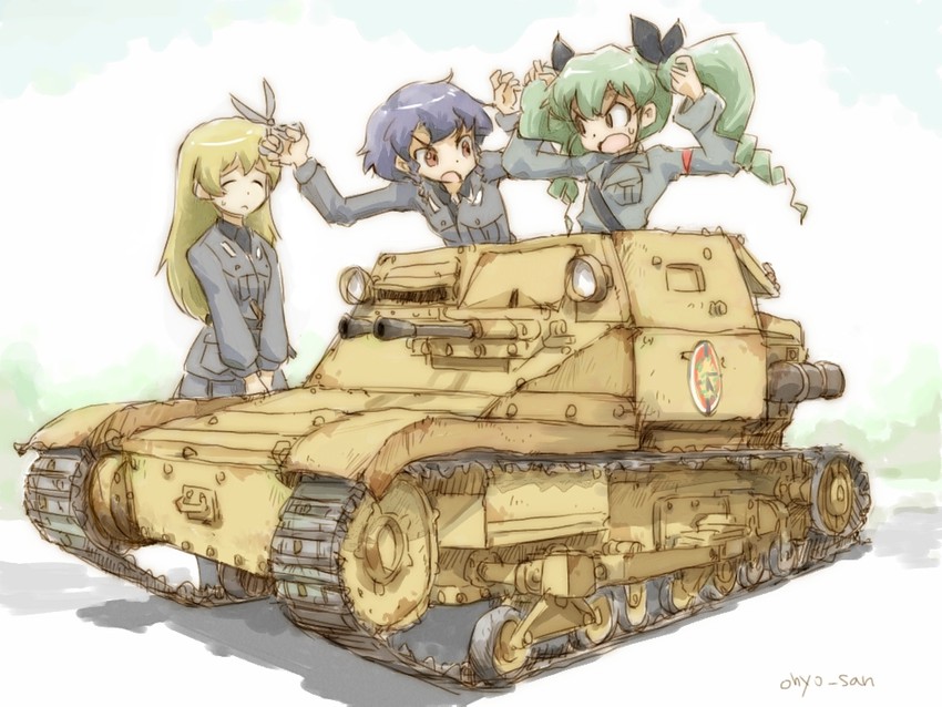 anchovy, pepperoni, and carpaccio (girls und panzer) drawn by ohyo