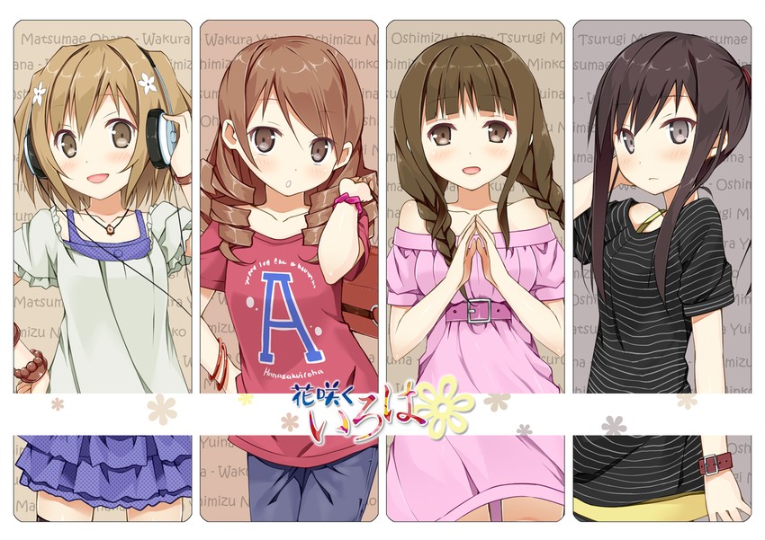 matsumae ohana, oshimizu nako, tsurugi minko, and wakura yuina (hanasaku iroha) drawn by sky-freedom