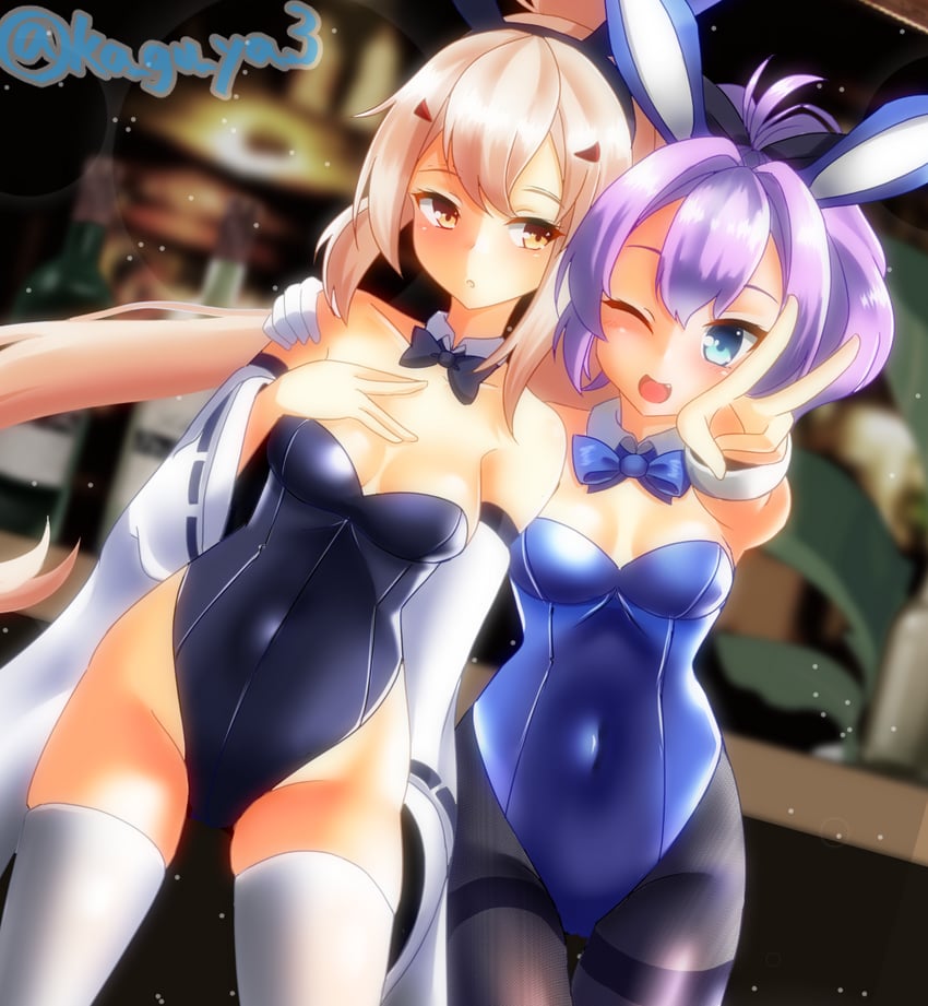ayanami and javelin (azur lane) drawn by kaguya-san_(nantyu-erosada)