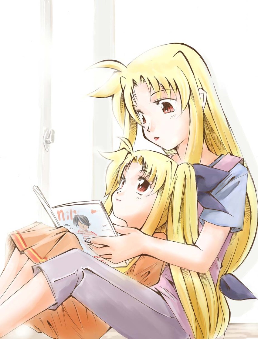 fate testarossa and alicia testarossa (lyrical nanoha and 1 more) drawn by jason_(kaiten_kussaku_kikou)