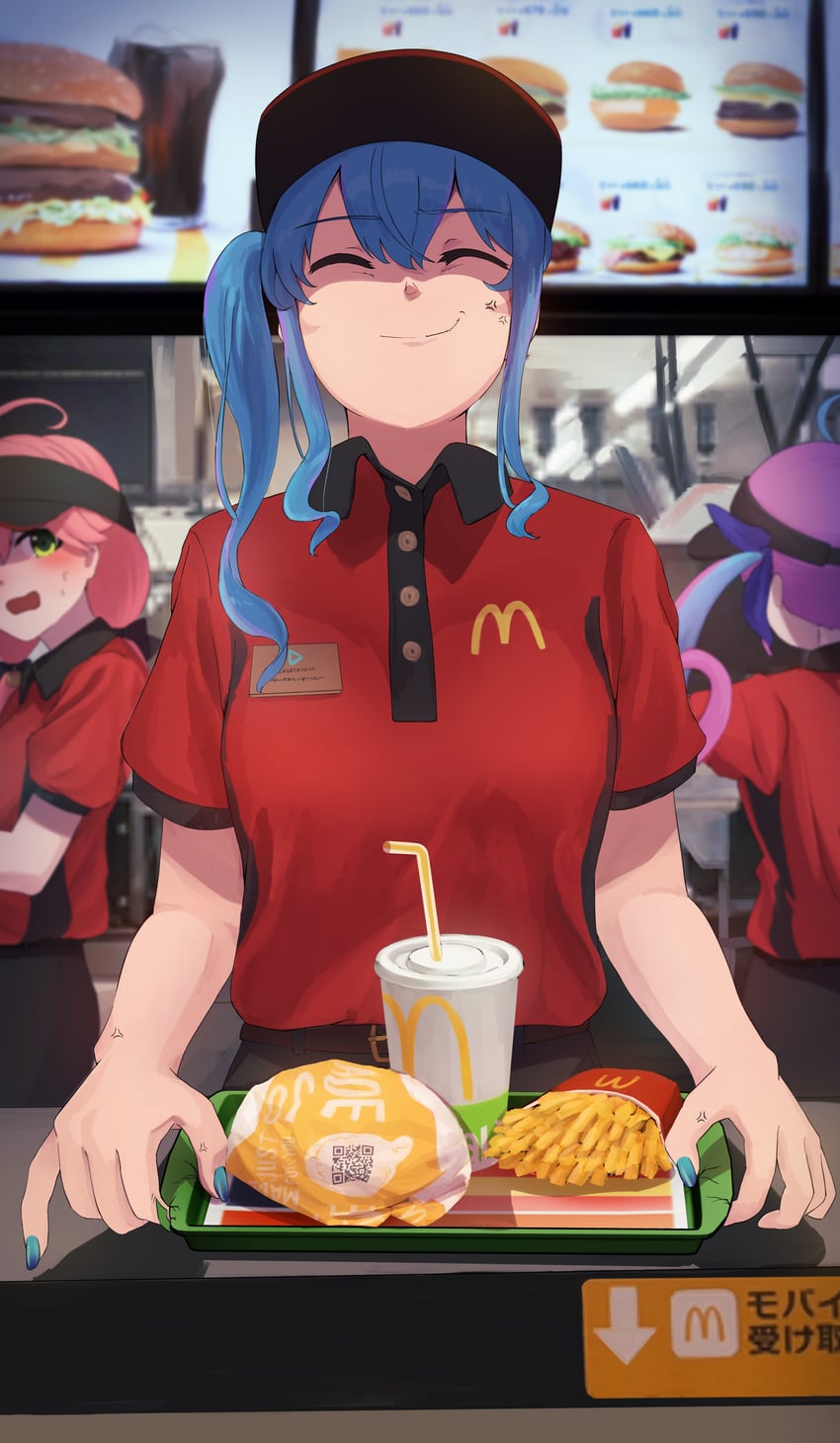 hoshimachi suisei, minato aqua, and sakura miko (hololive and 1 more) drawn by risu_(risu_0128)