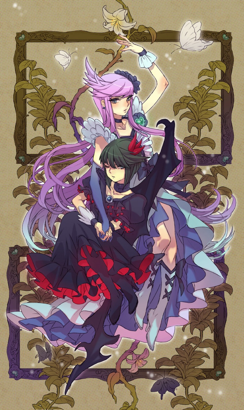 tsukikage yuri, cure moonlight, and dark precure (precure and 1 more) drawn by kima