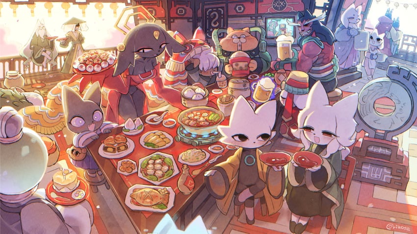 yi, heng, shuanshuan, ji, kuafu, and 13 more (nine sols) drawn by rikose