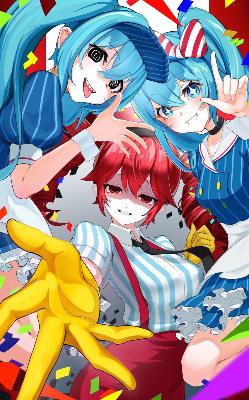 hatsune miku and kasane teto (vocaloid and 2 more) drawn by shafurakafusha