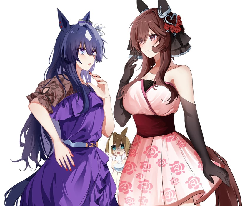 cheval grand, gentildonna, and verxina (umamusume) drawn by sb_(akagikeai)