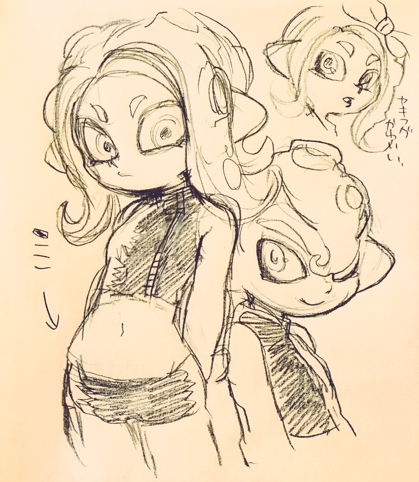 octoling player character, octoling girl, agent 8, and octoling boy (splatoon and 1 more) drawn by ashibeni_iguchi