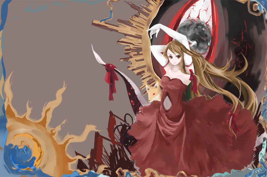 yakumo yukari, yakumo ran, chen, and evil eye sigma (touhou) drawn by saint_burn_(pixiv)
