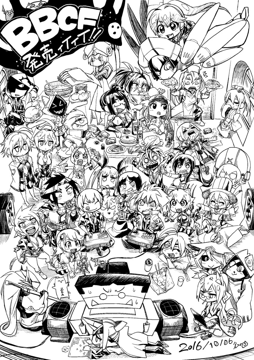 makoto nanaya, noel vermillion, ragna the bloodedge, nu-13, rachel alucard, and 33 more (blazblue and 2 more) drawn by tamuhime