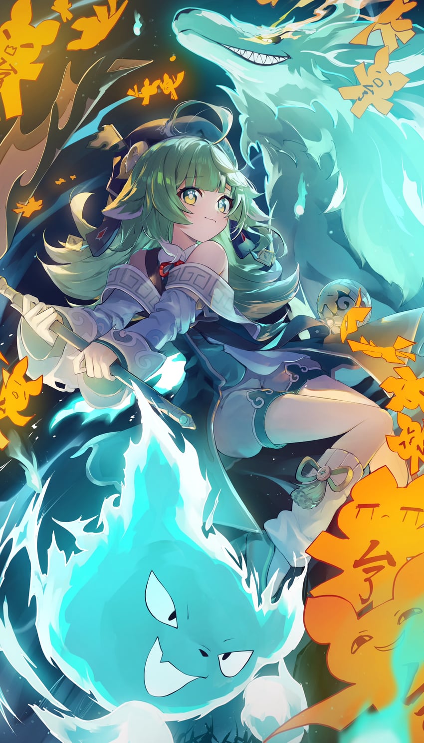 huohuo and tail (honkai and 1 more) drawn by kamatoyu