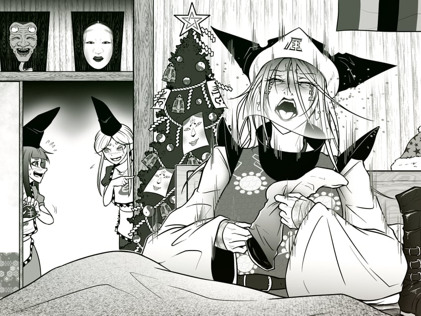 matara okina, nishida satono, teireida mai, and takuya (touhou and 1 more) drawn by ryuuichi_(f_dragon)