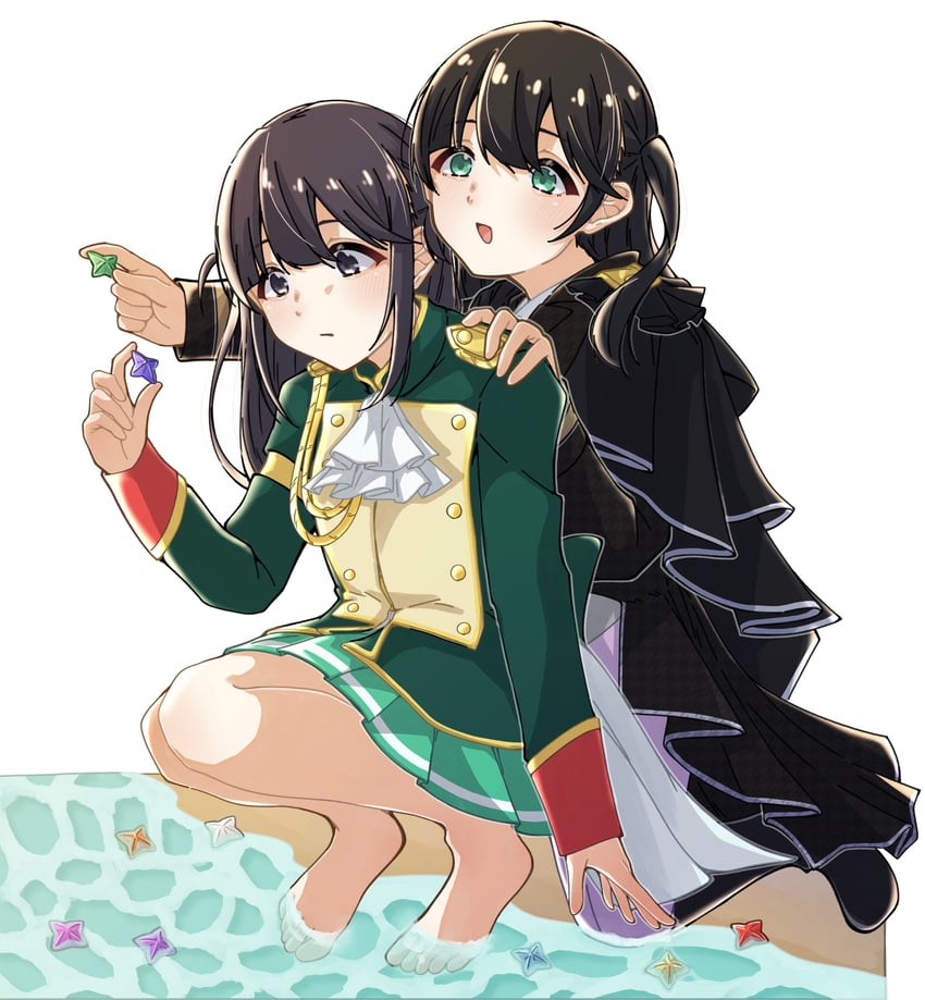 tsuyuzaki mahiru and iwata haruki (real life and 1 more) drawn by daua_history