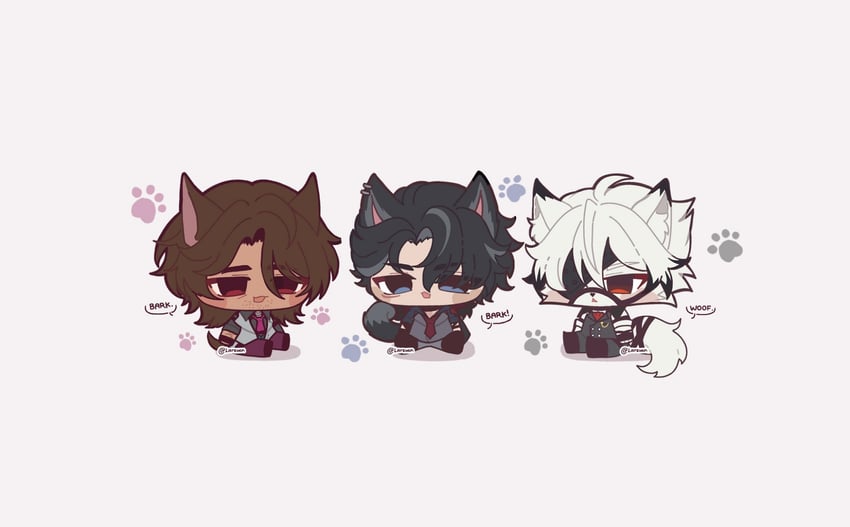 wriothesley, von lycaon, and gallagher (genshin impact and 4 more) drawn by lars_(larzuen)