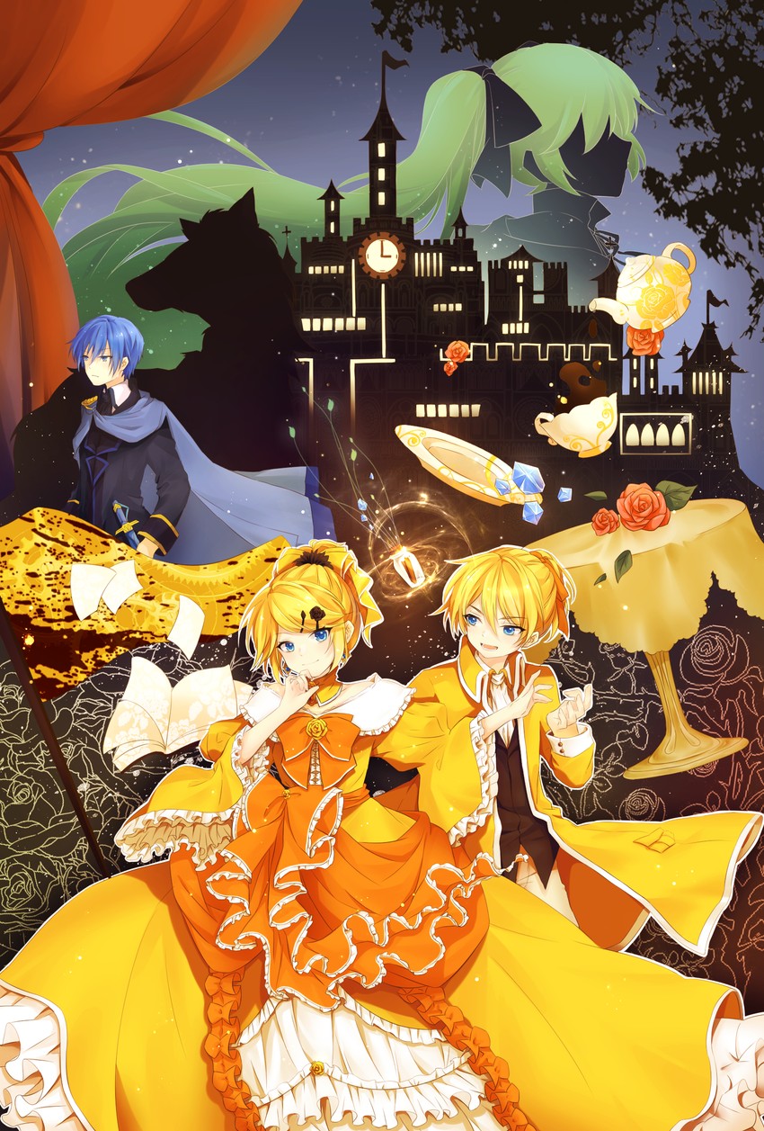 hatsune miku, kagamine rin, kagamine len, kaito, riliane lucifen d'autriche, and 3 more (vocaloid and 3 more) drawn by varinr
