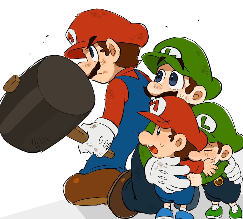 mario, luigi, baby mario, and baby luigi (mario) drawn by mimimi_(mimimim9999)