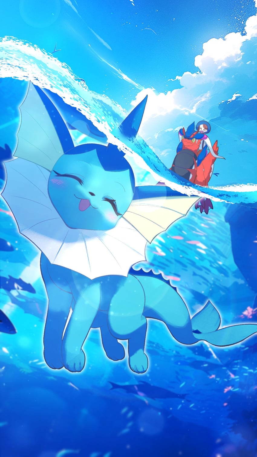 juliana, vaporeon, and koraidon (pokemon and 1 more) drawn by kakk_e