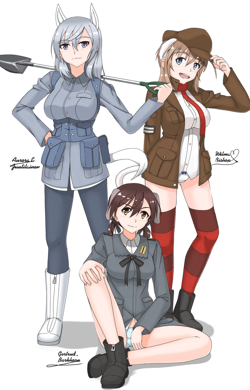 gertrud barkhorn, aurora e. juutilainen, and wilma bishop (world witches series and 3 more) drawn by hiroshi_(hunter-of-kct)