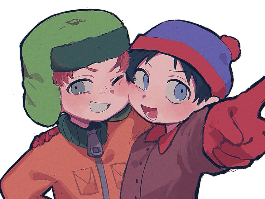 stan marsh and kyle broflovski (south park) drawn by omochisan216