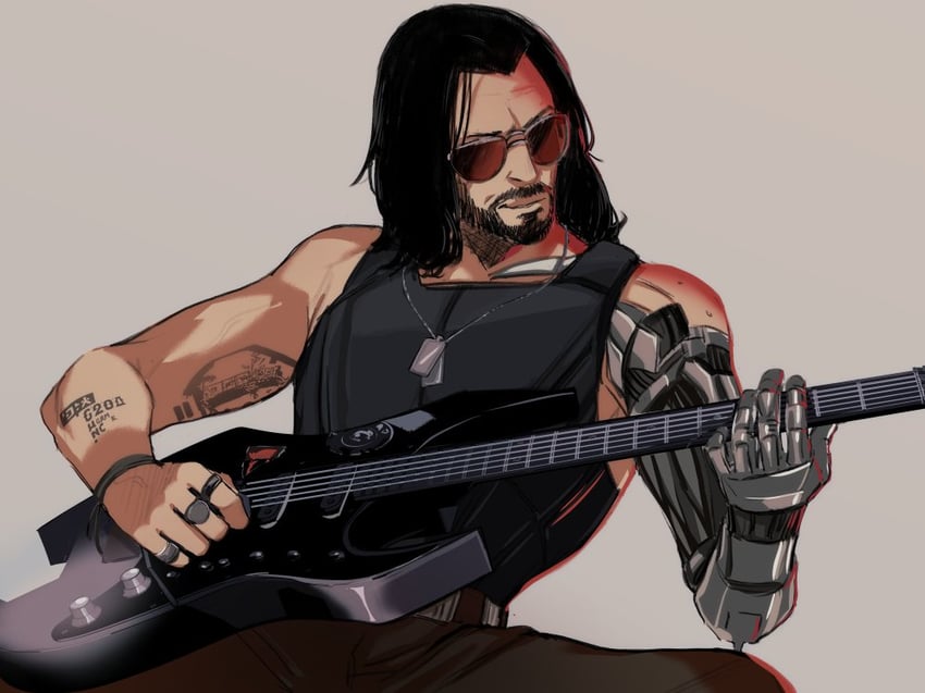 johnny silverhand (cyberpunk and 1 more) drawn by kukumomo