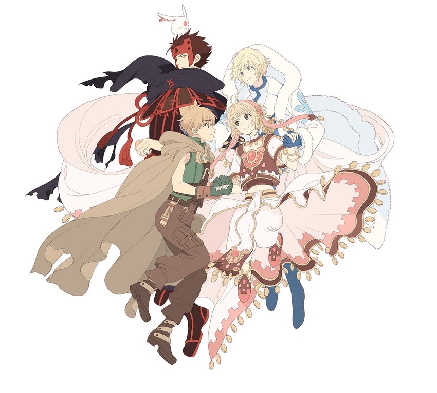 mokona, sakura hime, xiaolang, fai d. flowright, kurogane, and 1 more (tsubasa chronicle) drawn by okazaki_oka