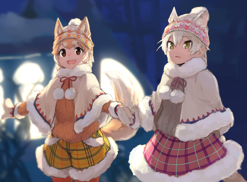 dog and cat (kemono friends and 1 more) drawn by rumenia_(ao2is)