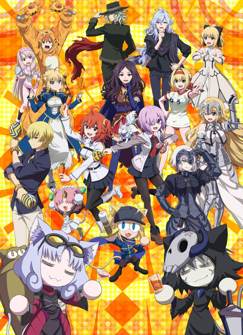 artoria pendragon, mash kyrielight, fujimaru ritsuka, nero claudius, jeanne d'arc, and 12 more (fate and 2 more) drawn by hirose_tomohito and morita_kazuaki