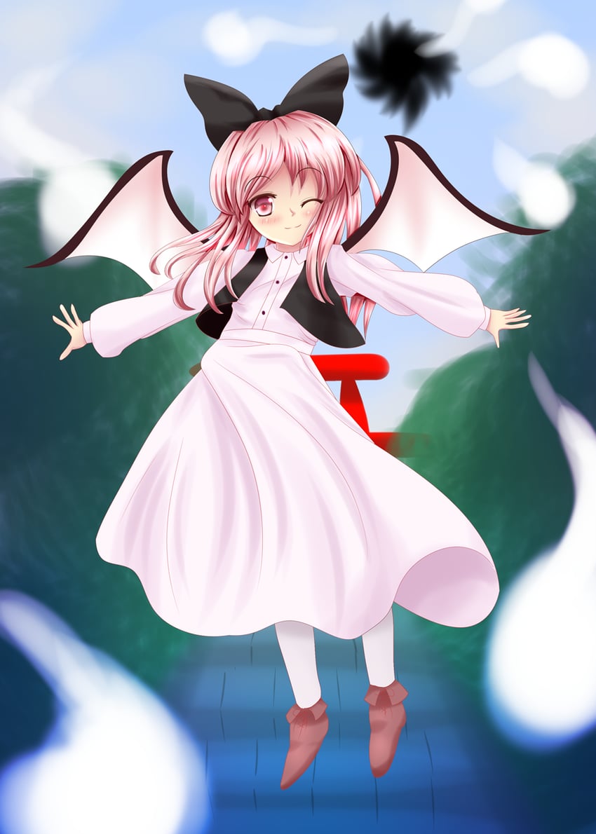 pink-haired makai resident (touhou) drawn by korumoran