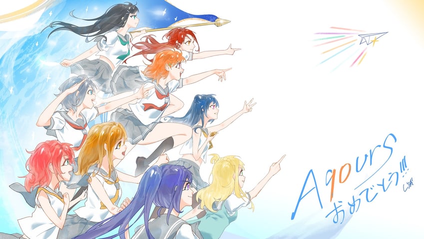 watanabe you, tsushima yoshiko, sakurauchi riko, takami chika, matsuura kanan, and 4 more (love live! and 1 more) drawn by naxuslighting