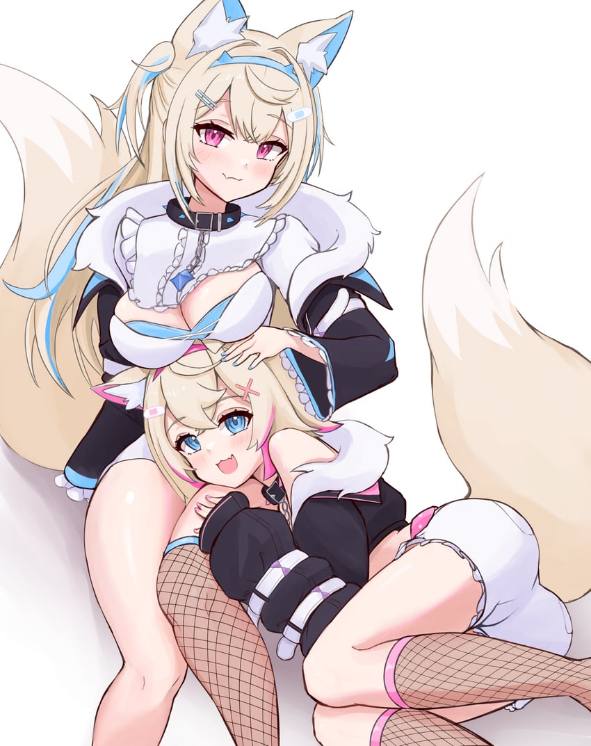 fuwawa abyssgard and mococo abyssgard (hololive and 1 more) drawn by telomere