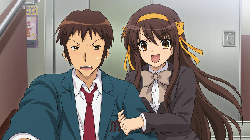 suzumiya haruhi and kyon (suzumiya haruhi no yuuutsu and 2 more)