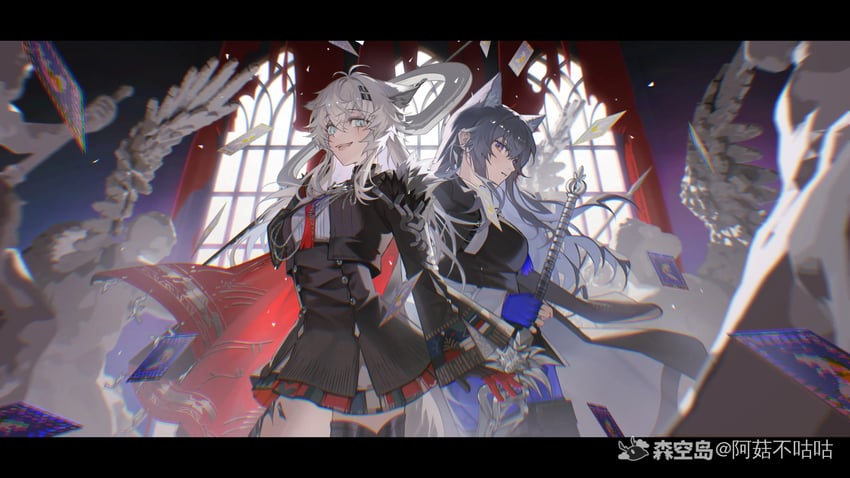 texas, lappland, texas the omertosa, and lappland the decadenza (arknights) drawn by xianyu_guguzi
