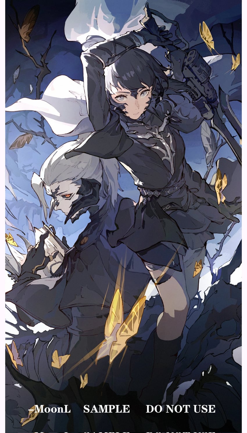 warrior of light, scholar, and gunbreaker (original and 2 more) drawn by moonl111