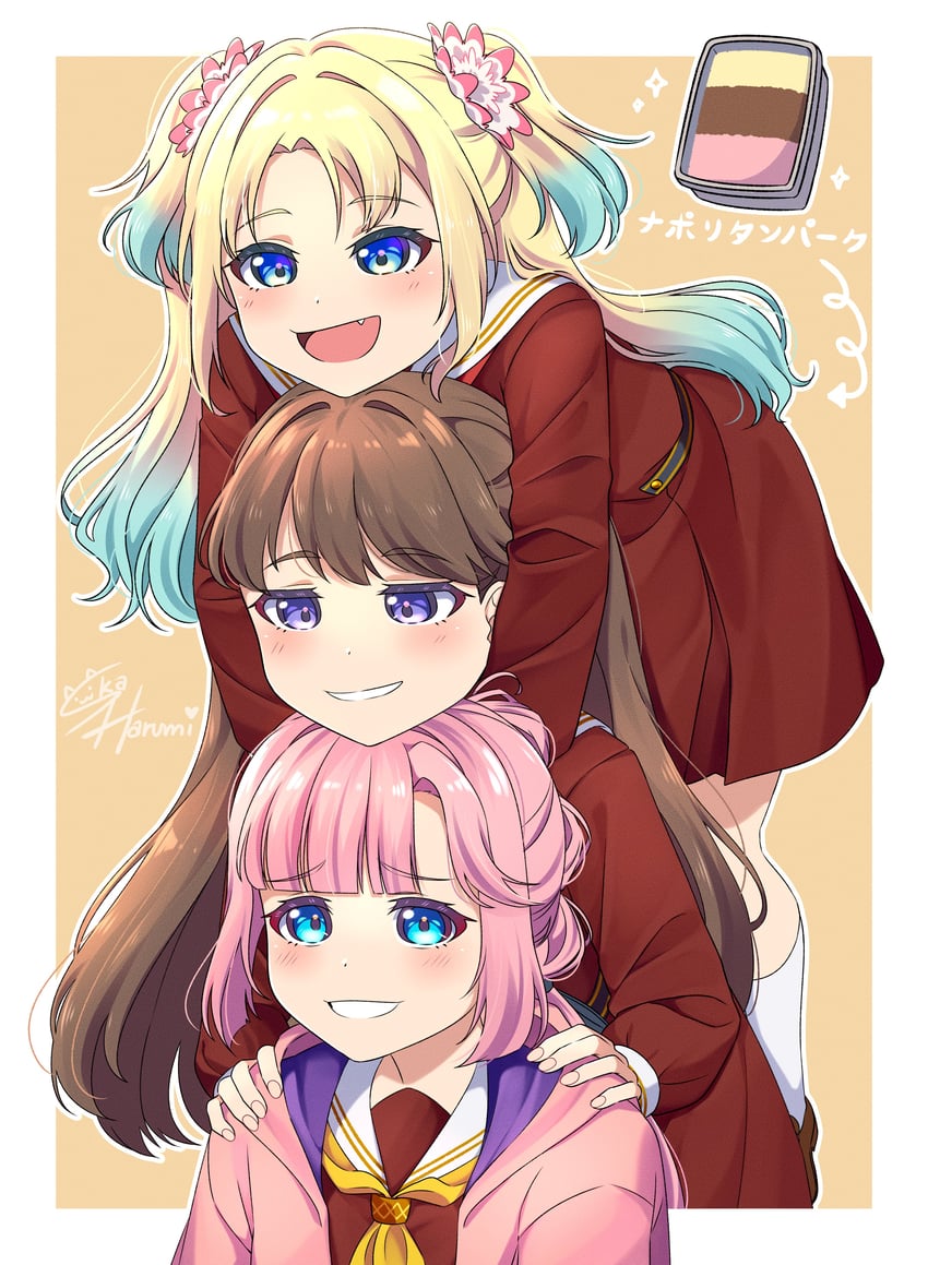 fujishima megumi, osawa rurino, and anyoji hime (love live! and 1 more) drawn by ska.harumi
