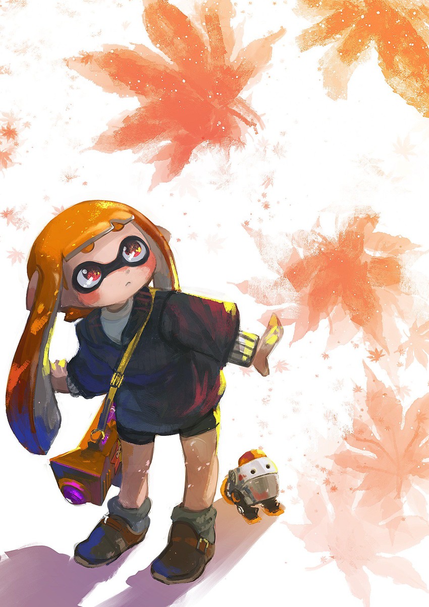 inkling player character and inkling girl (splatoon) drawn by kashu_(hizake)