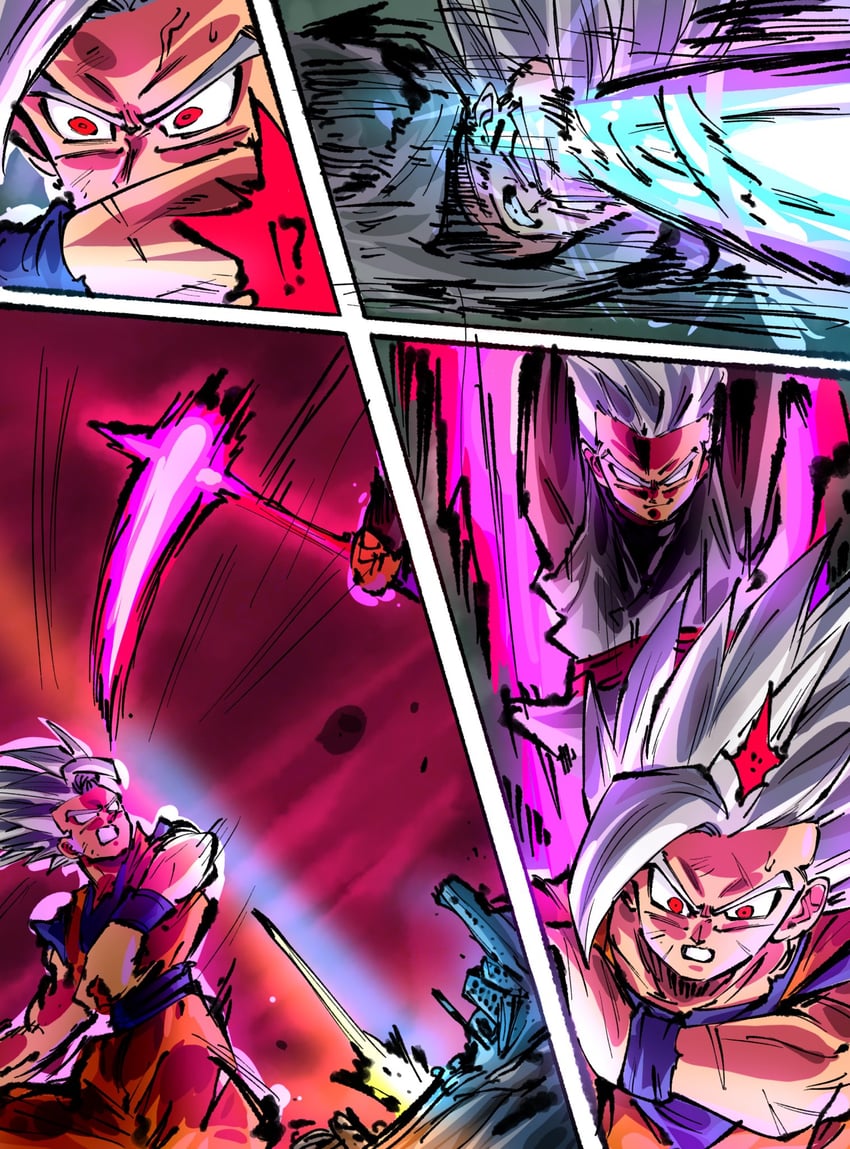 son gohan, goku black, gohan beast, and gohan black (dragon ball and 2 more) drawn by rz28kp