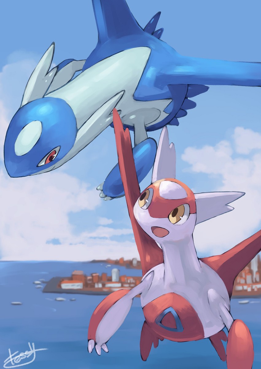 latias and latios (pokemon and 1 more) drawn by tesshii_(riza4828)