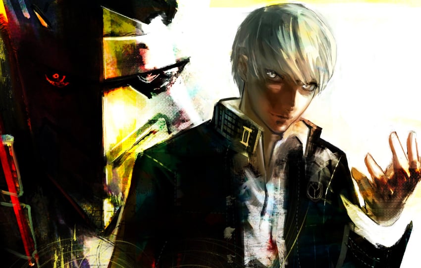 narukami yu and izanagi (persona and 1 more) drawn by kyezzzz
