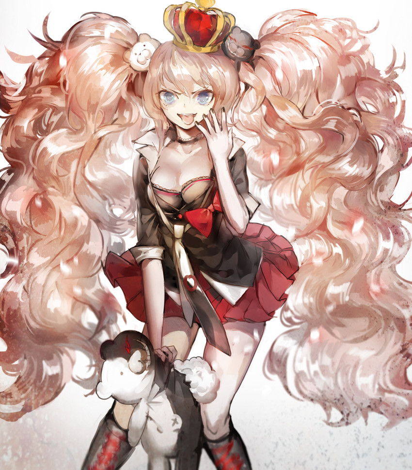 enoshima junko and monokuma (danganronpa and 1 more) drawn by susu