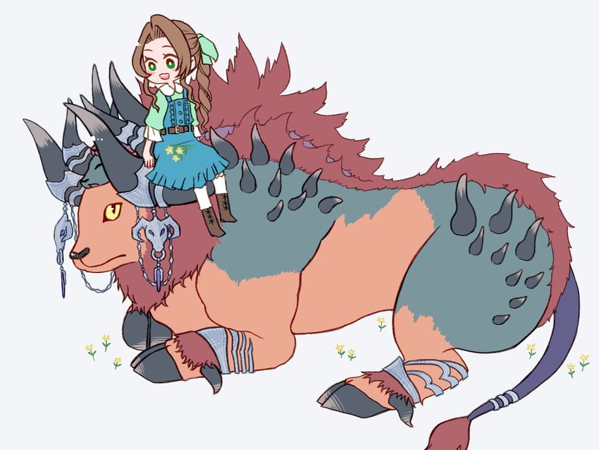 aerith gainsborough and kujata (final fantasy and 3 more) drawn by bluelimbo8888