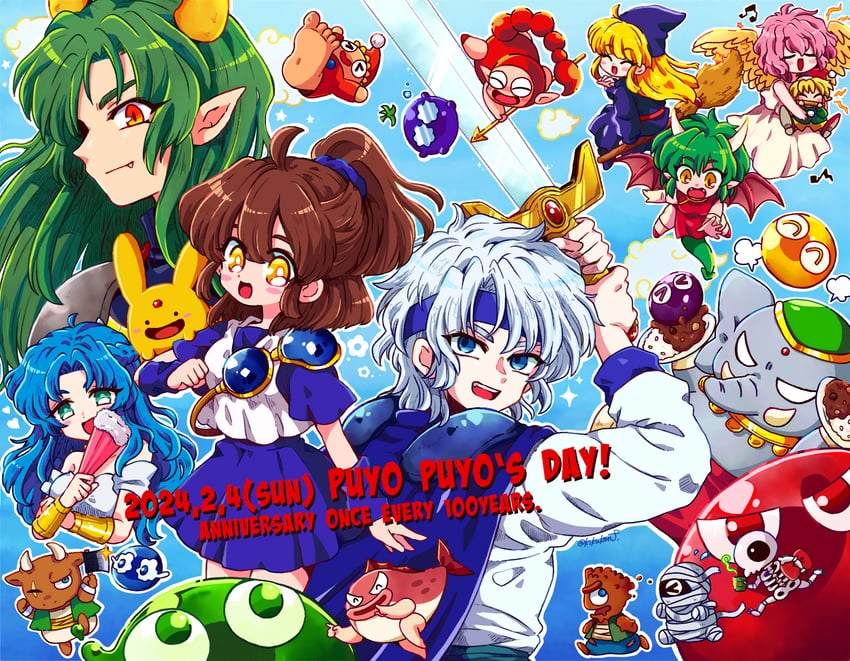 arle nadja, puyo, carbuncle, draco centauros, witch, and 14 more (puyopuyo and 1 more) drawn by chika009