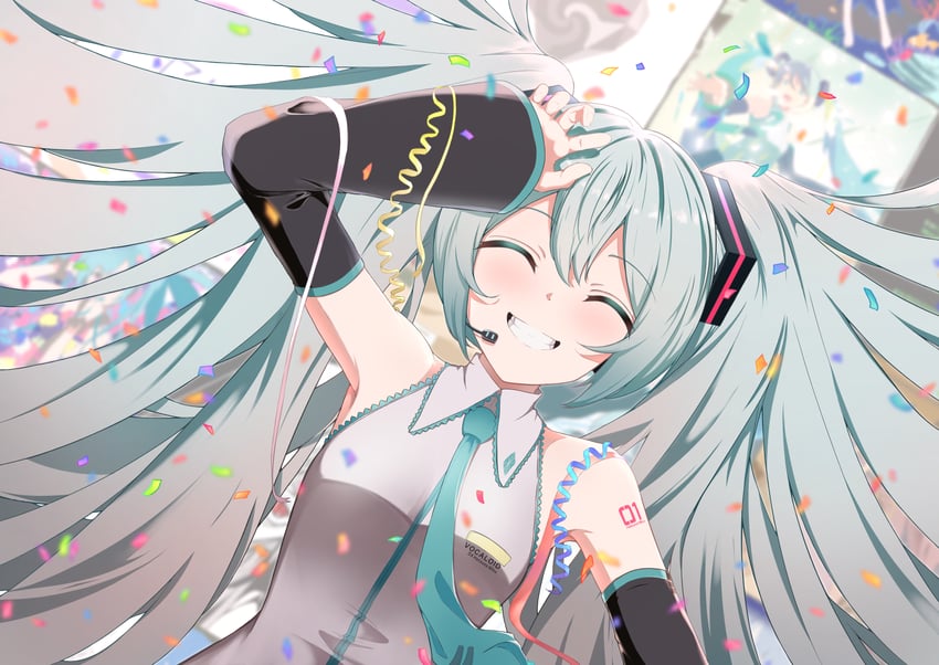 hatsune miku (vocaloid and 5 more) drawn by rio_beginner