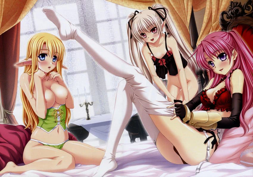marie grenoble, crin, and faata (maou to odore! ii) drawn by kannatsuki_noboru
