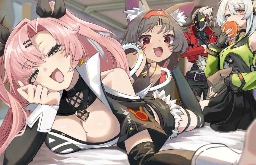 nicole demara, anby demara, nekomiya mana, and billy kid (zenless zone zero) drawn by dondobi