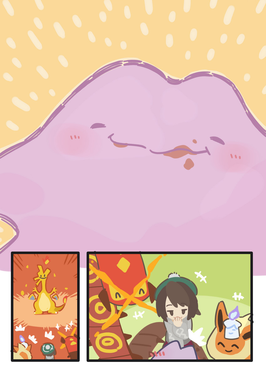 gloria, charizard, flareon, litwick, ditto, and 2 more (pokemon and 1 more) drawn by hc2002