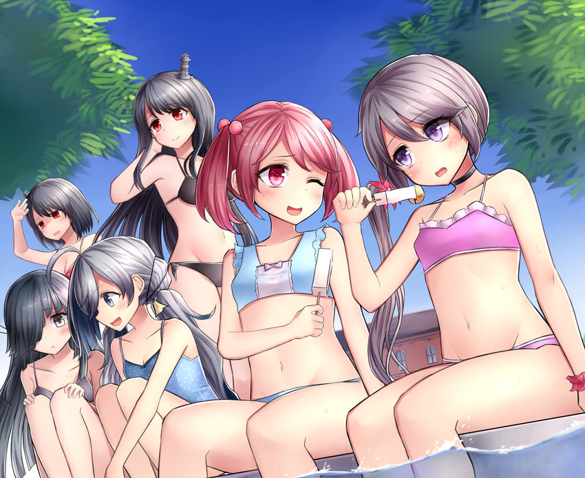 akebono, sazanami, yamashiro, fusou, kiyoshimo, and 1 more (kantai collection) drawn by neit_ni_sei
