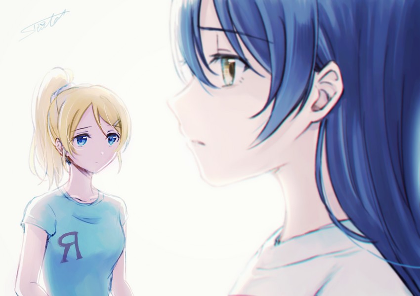 sonoda umi and ayase eli (love live! and 1 more) drawn by suito