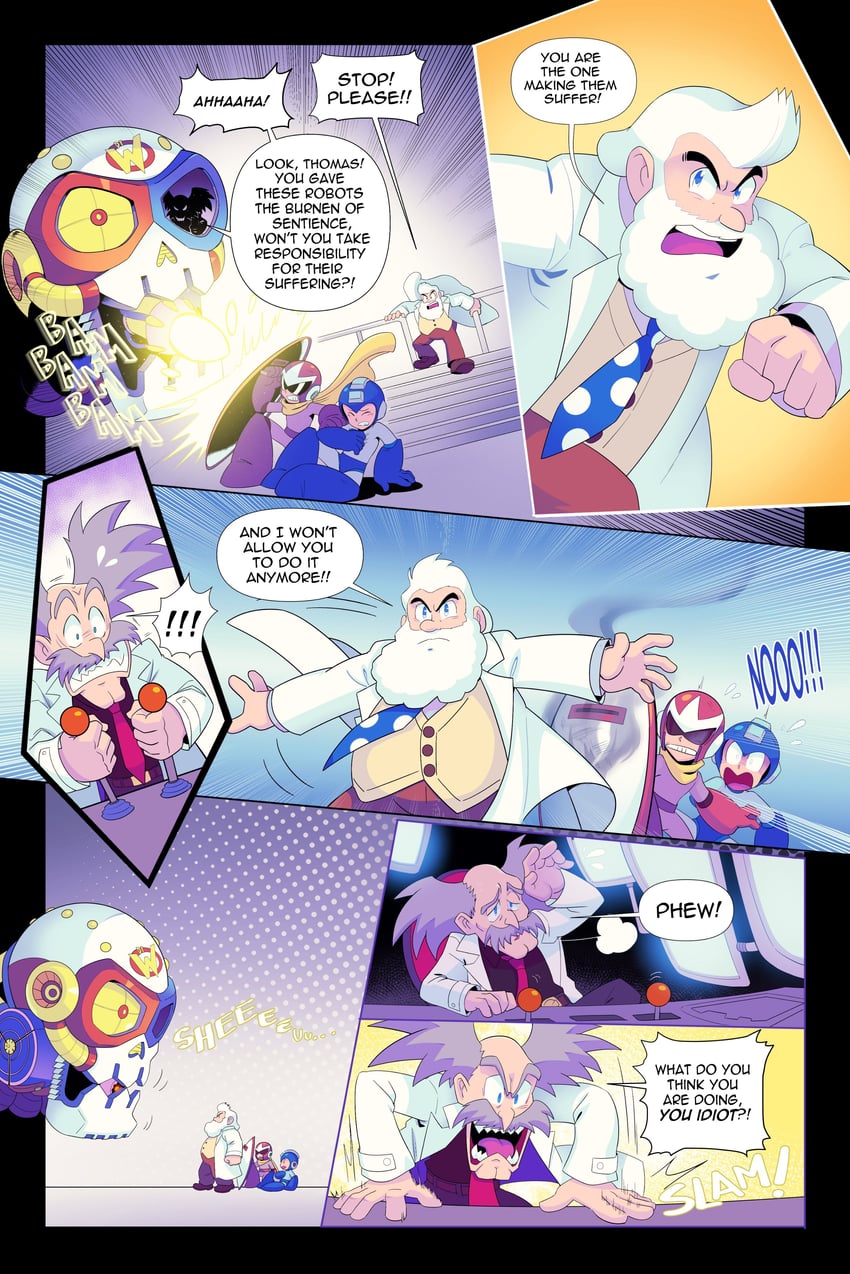mega man, proto man, dr. light, and dr. wily (mega man) drawn by drawloverlala