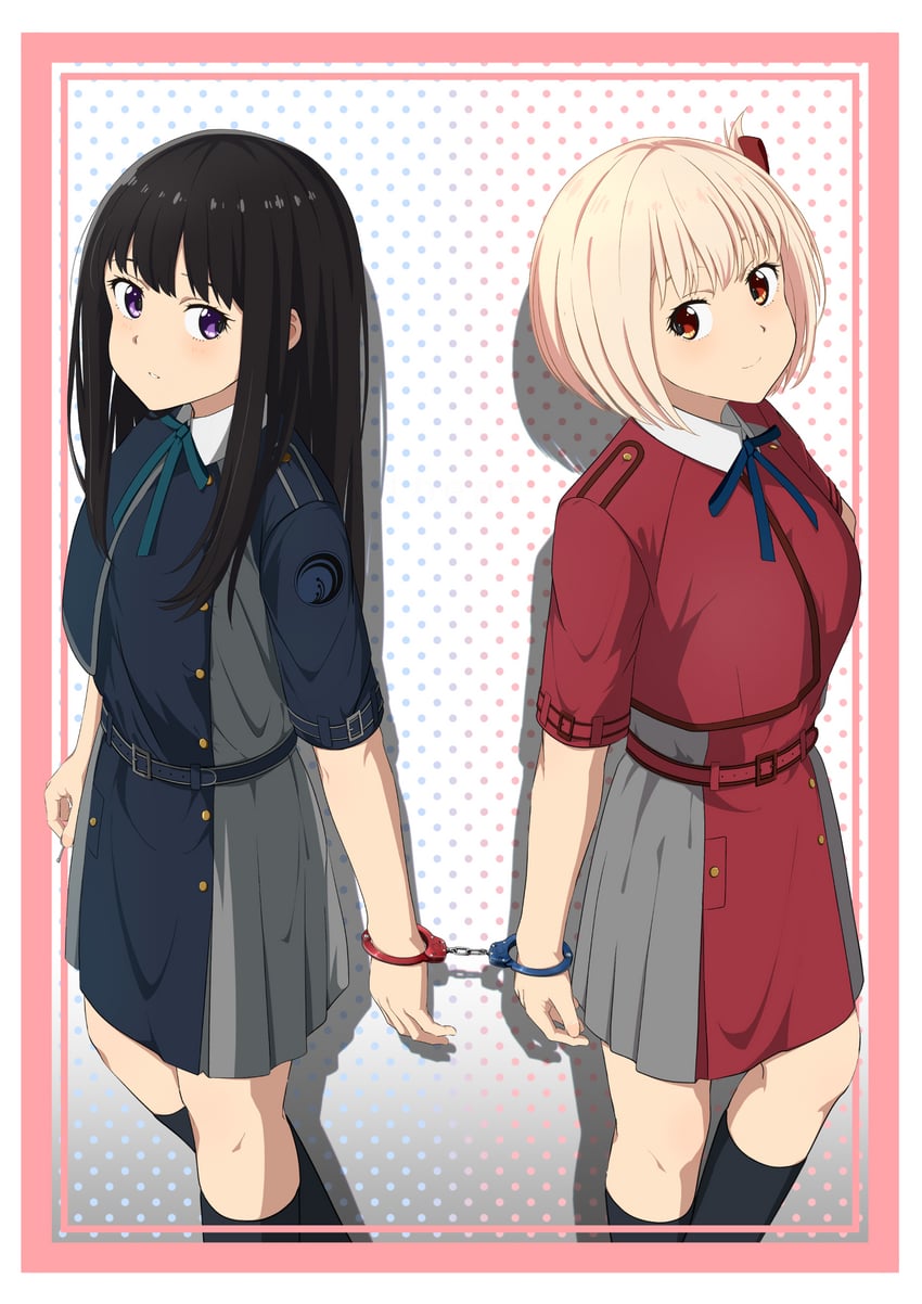 nishikigi chisato and inoue takina (lycoris recoil) drawn by tbear