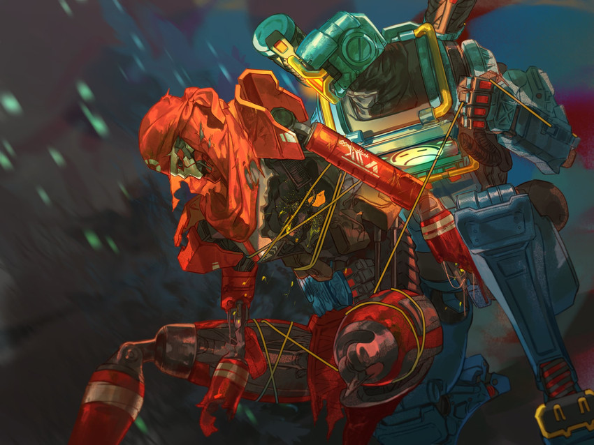 revenant, pathfinder, and classic revenant (apex legends) drawn by small_dduck